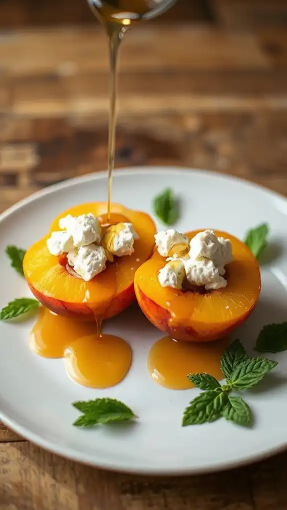 honey roasted peaches with goat cheese