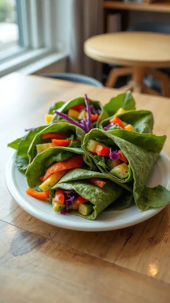 hummus filled vegetable wraps