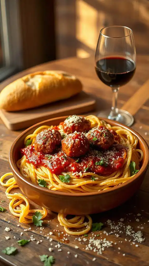 italian pasta with meatballs