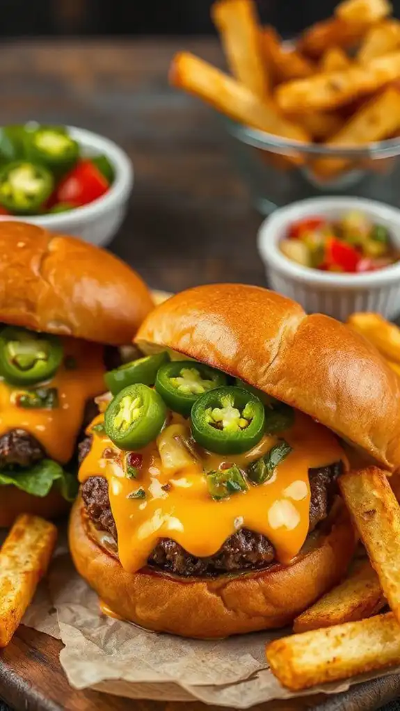 jalape o topped spicy burgers