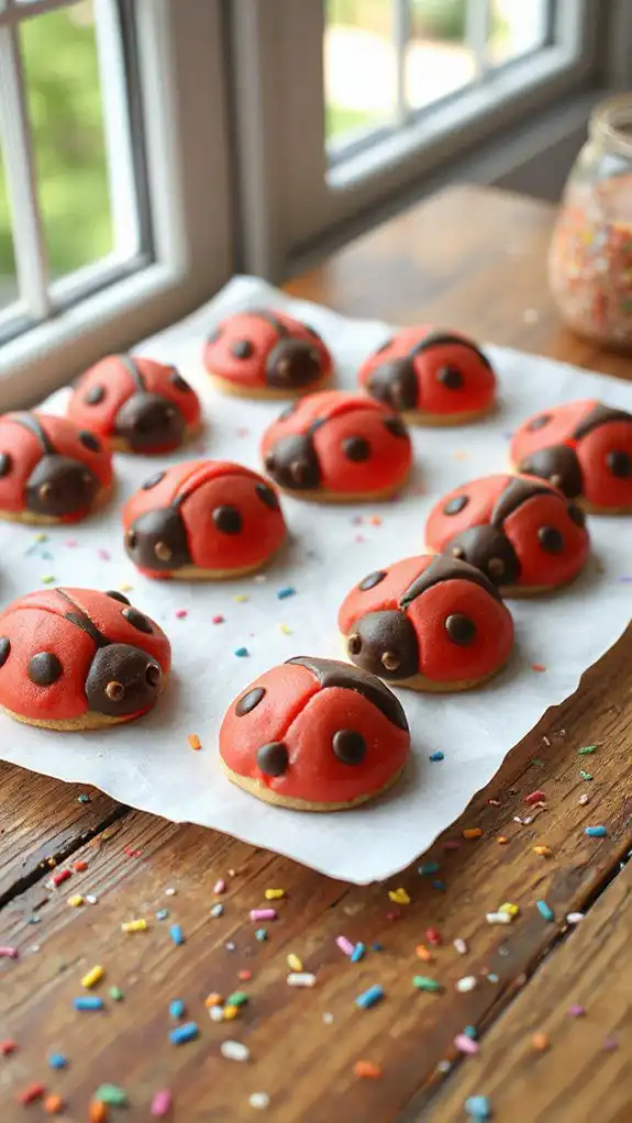 ladybug shaped shortbread treats