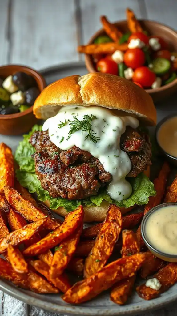 lamb burger with tzatziki