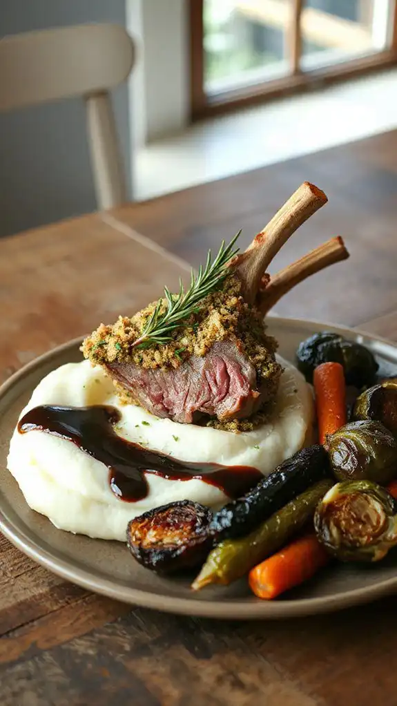 lamb coated with herbs