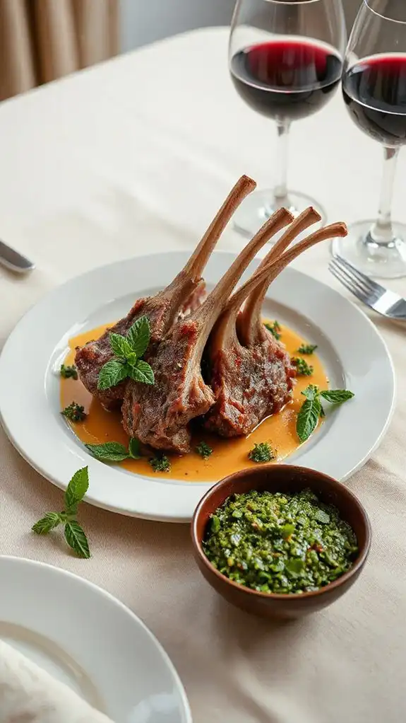 lamb rack with mint pesto