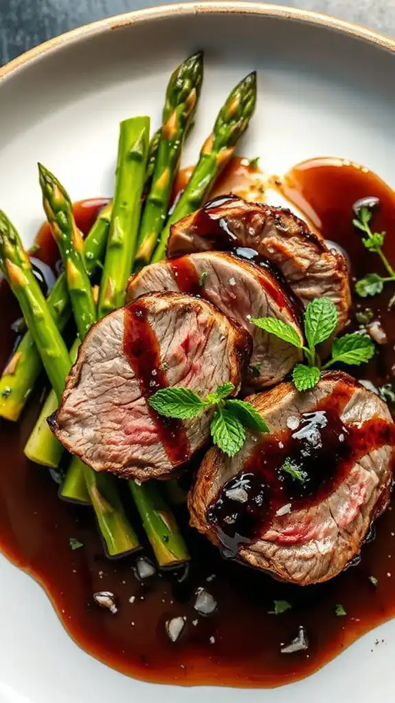 lamb with balsamic asparagus