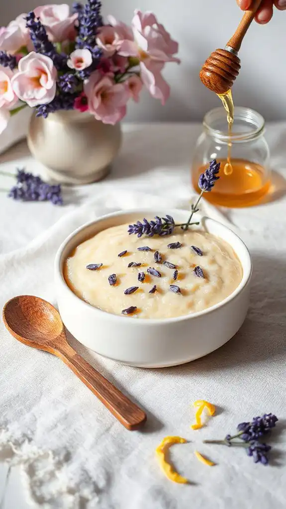 lavender infused sweet rice pudding