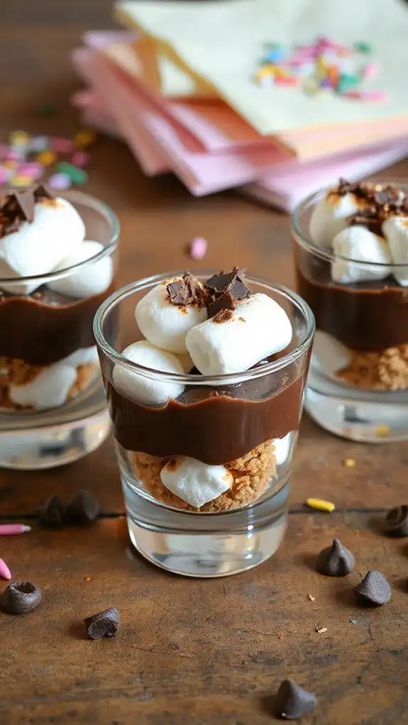 layered marshmallow chocolate dessert