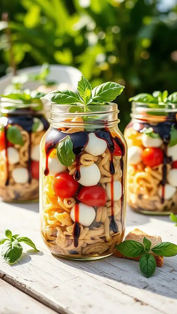 layered tomato mozzarella pasta