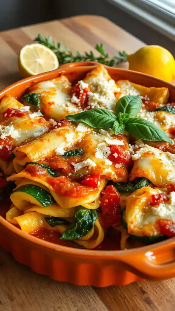 layered vegetable pasta dish