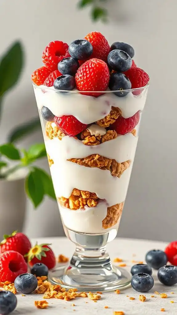 layered yogurt and toppings