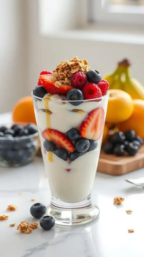 layered yogurt and toppings