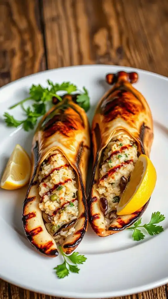 lemon capers stuffed squid
