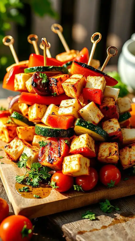 lemon garlic halloumi skewers