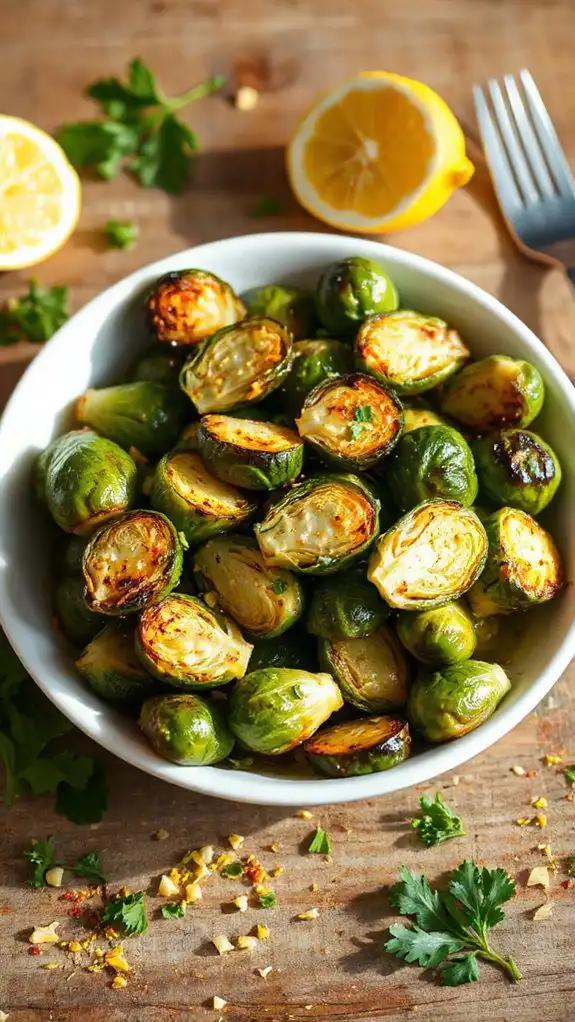 lemon garlic roasted brussels sprouts