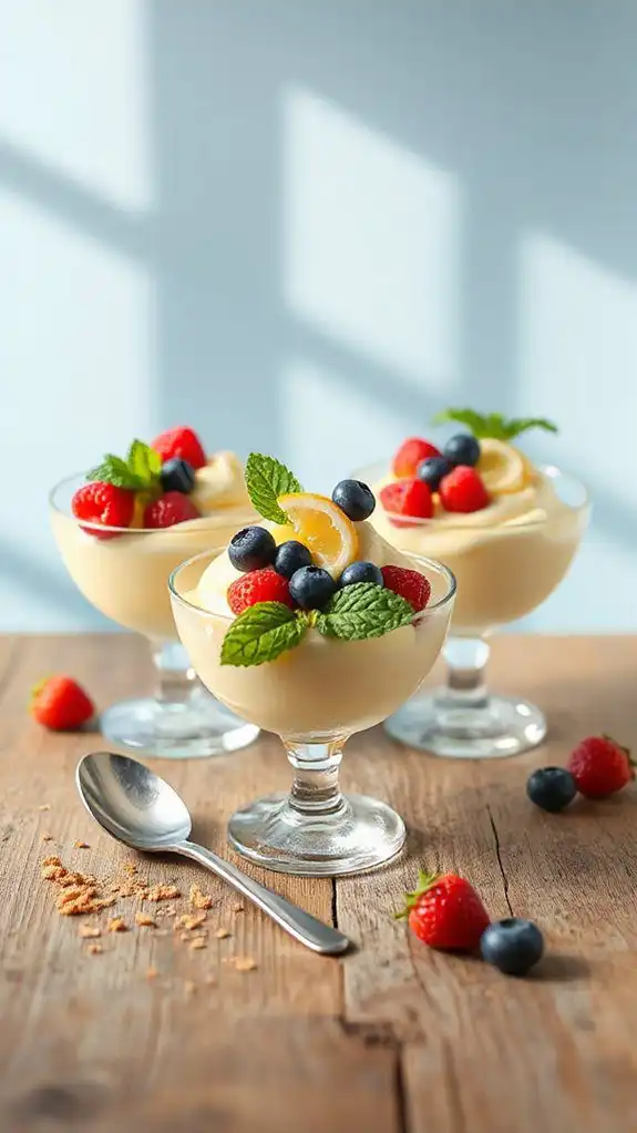 lemon mousse topped berries