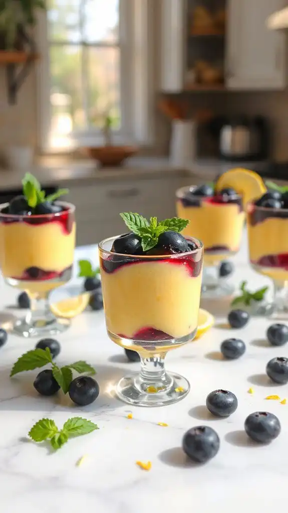 lemon mousse with blueberries
