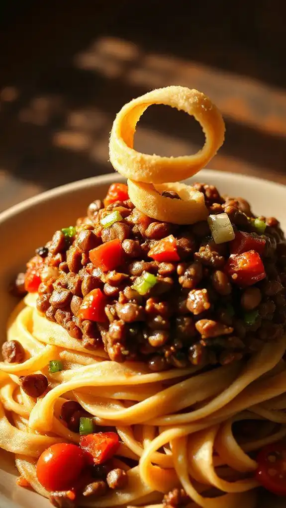 lentil based pasta dish lentil based pasta dish