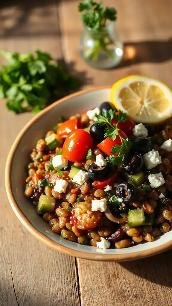 lentil bowl with feta