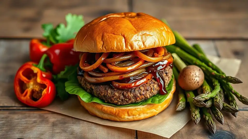 lentil burger caramelized onions