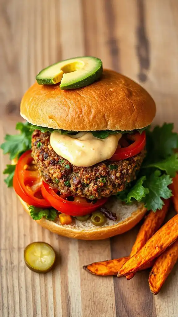 lentil burger with aioli