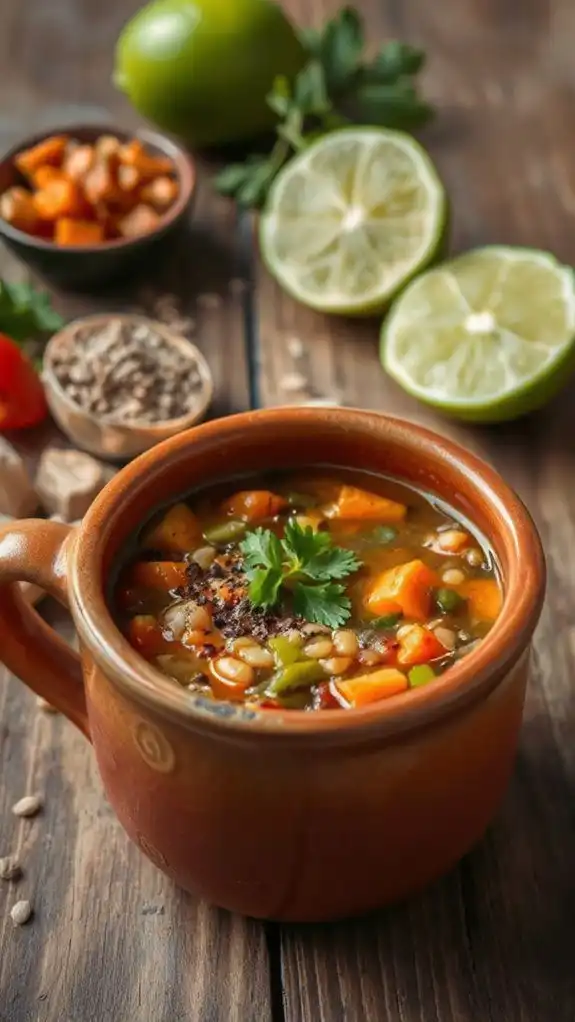 lentil soup served warm