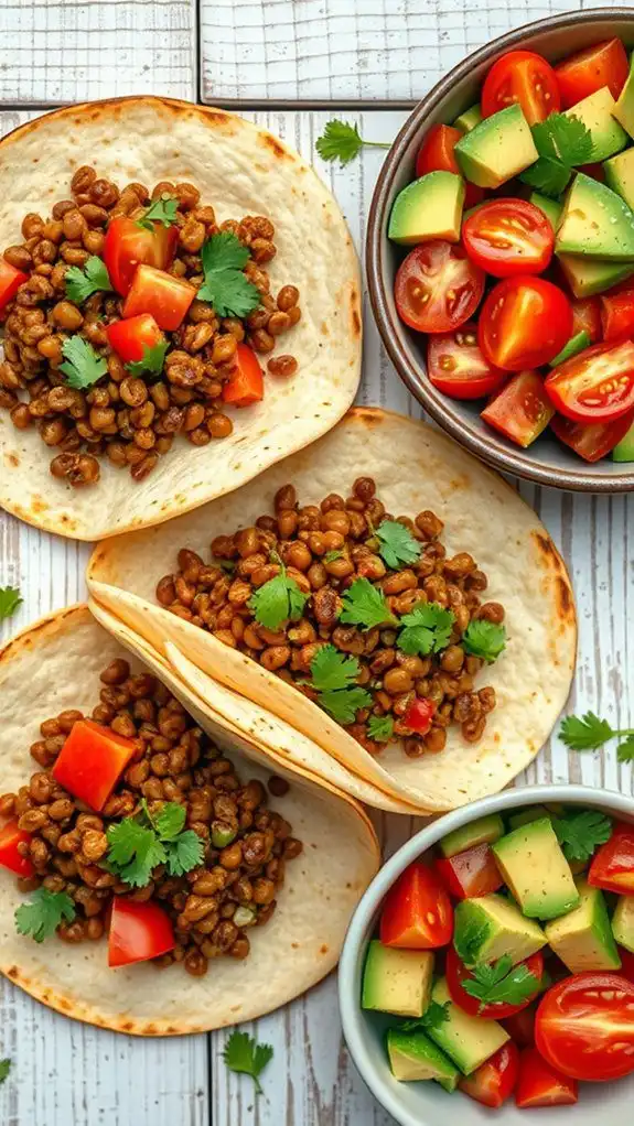 lentil tacos with salad