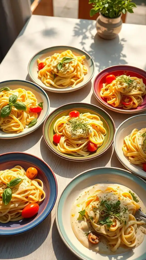 light and creamy pastas