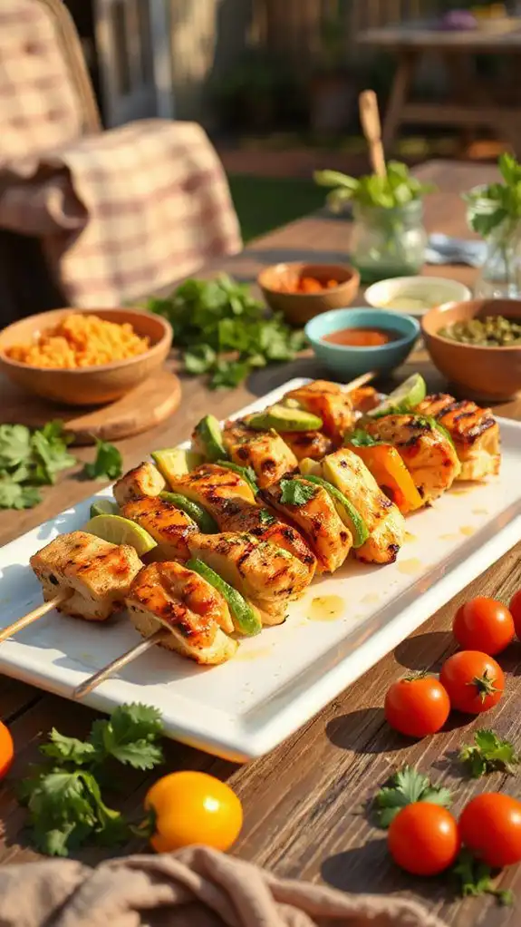 lime chicken avocado skewers