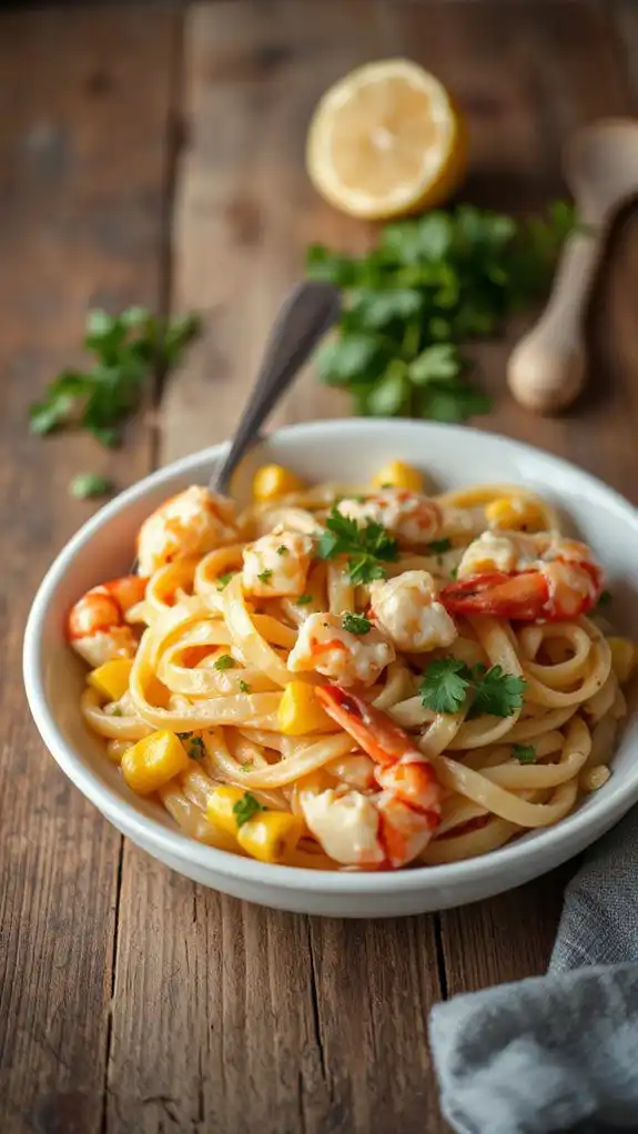 lobster corn pasta dish