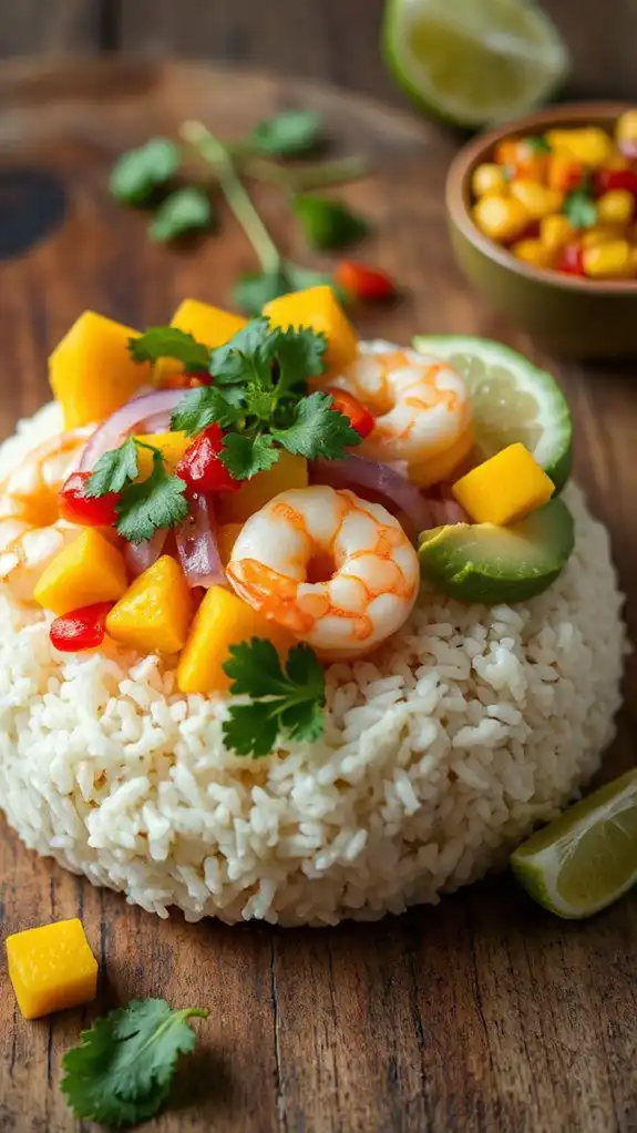 mango shrimp rice bowl