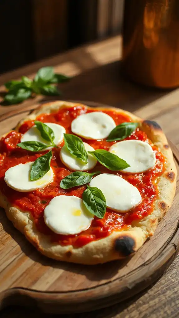 margherita flatbread with mozzarella