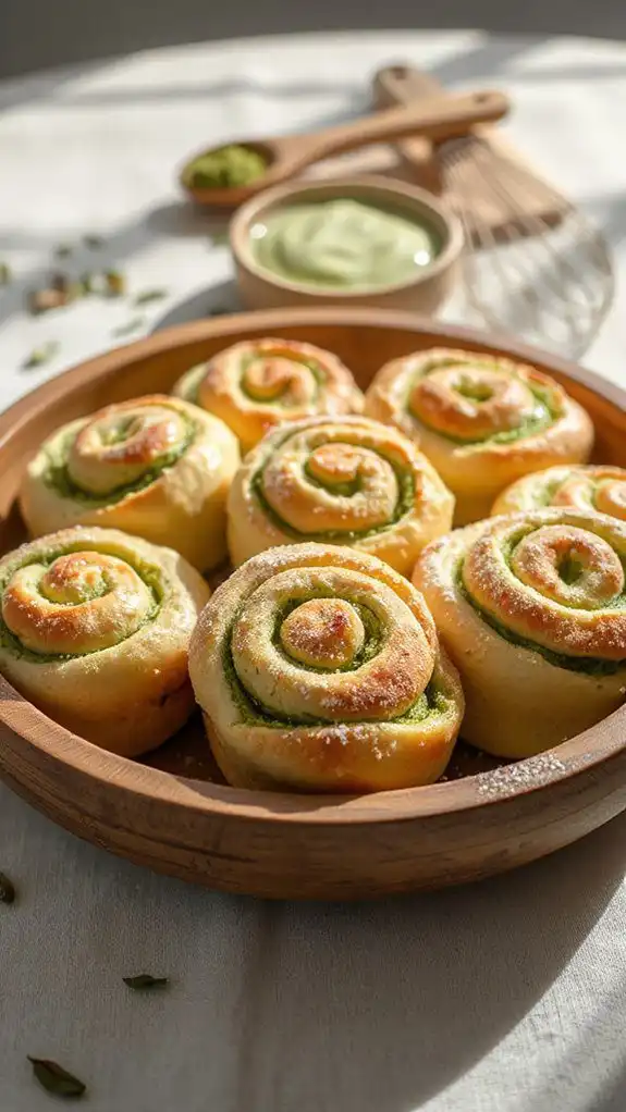 matcha flavored sweet rolls
