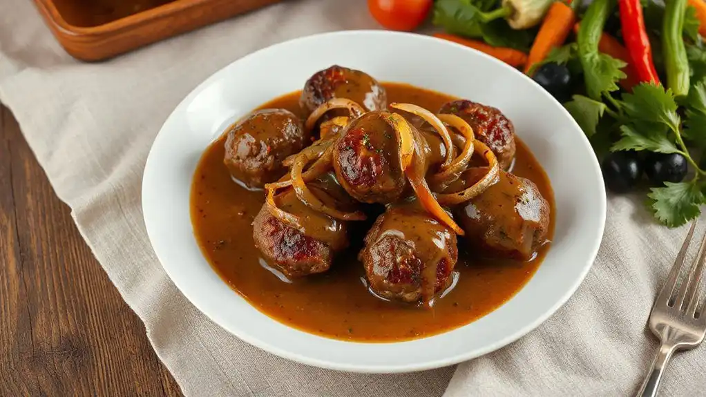 meatballs with onion gravy