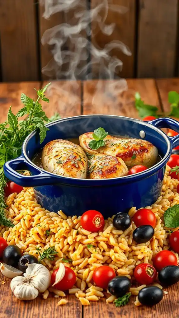 mediterranean chicken orzo dish