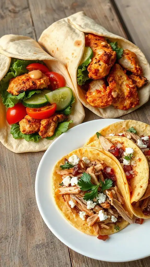 mediterranean flavored chicken wrap