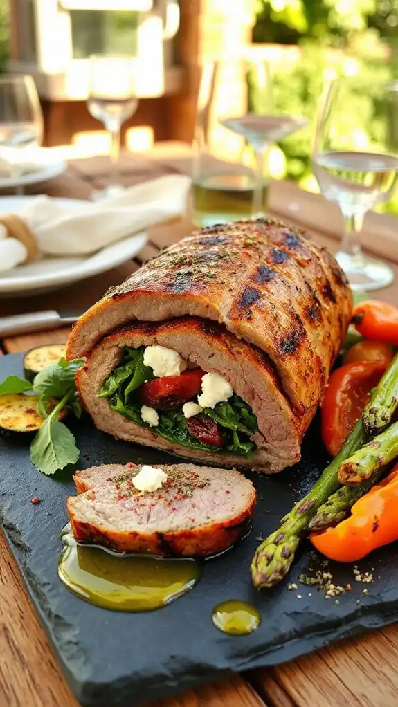 mediterranean inspired stuffed beef
