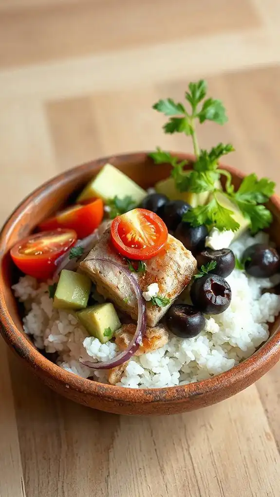 mediterranean inspired tuna bowl