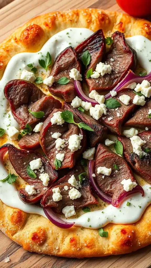 mediterranean lamb pizza delight