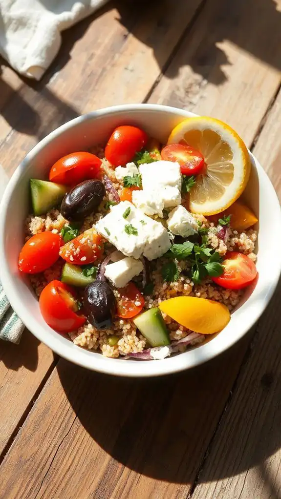 mediterranean quinoa feta bowl