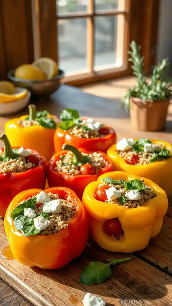 mediterranean quinoa stuffed peppers
