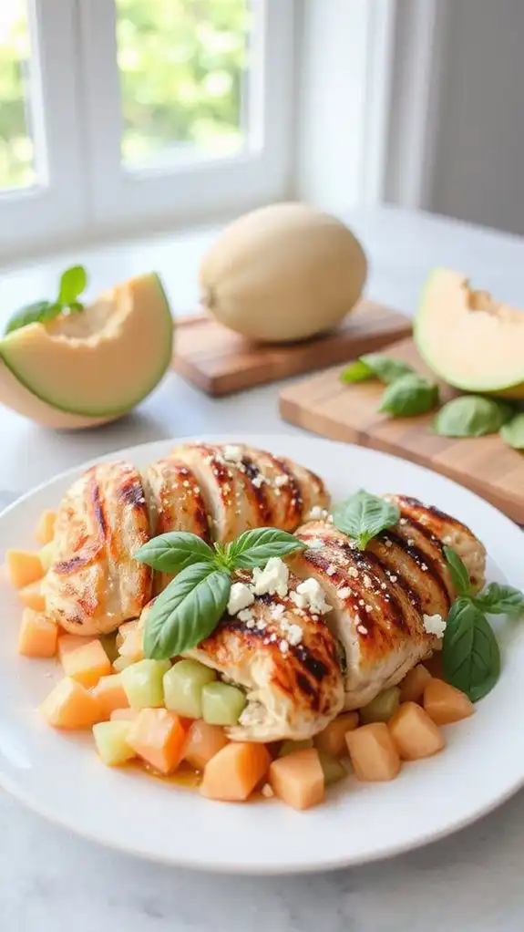 melon filled chicken dish