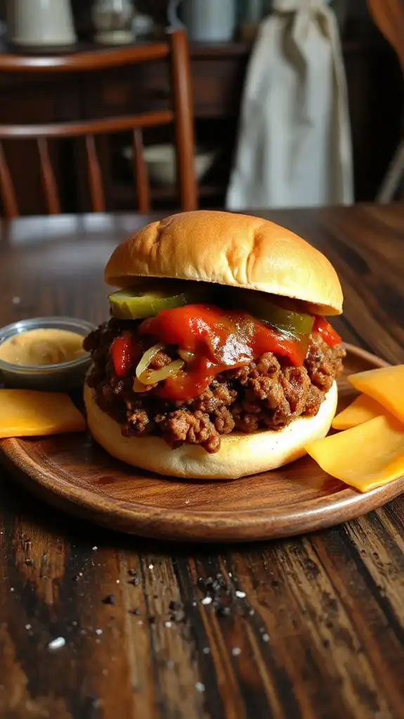 messy ground meat sandwiches