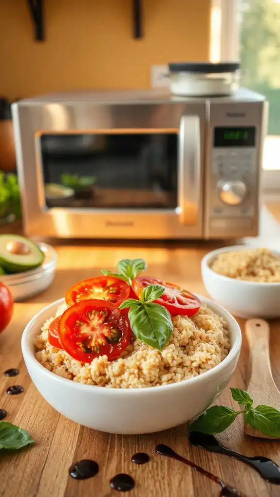microwave caprese quinoa bowl microwave caprese quinoa bowl