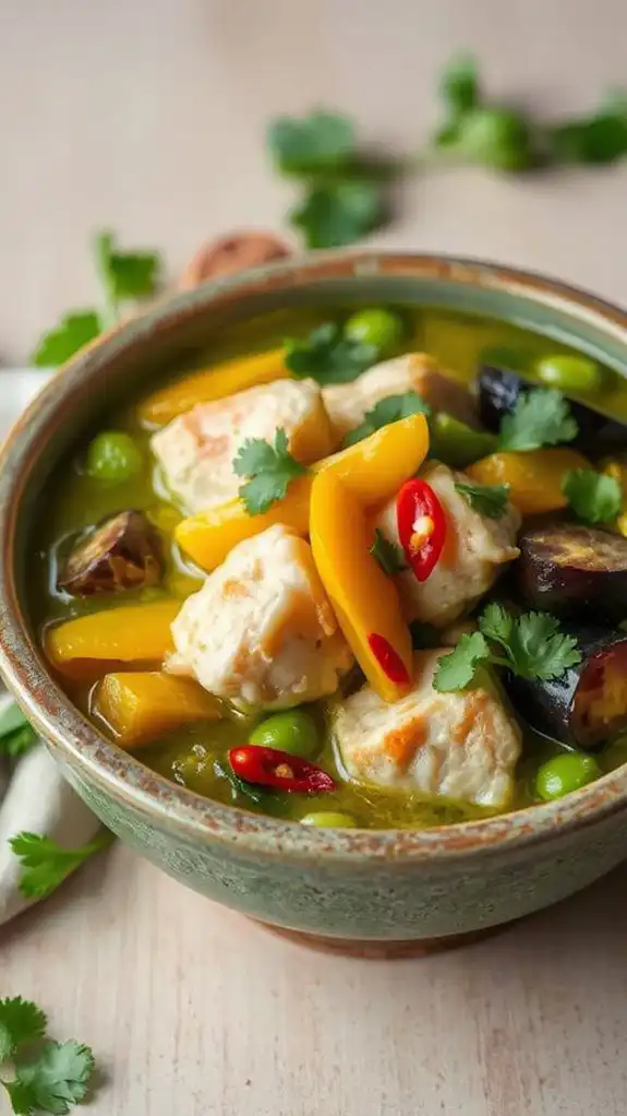 microwave chicken green curry