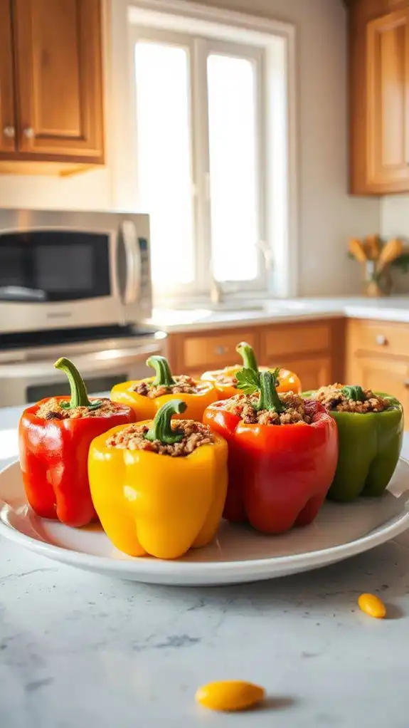microwave cook stuffed peppers