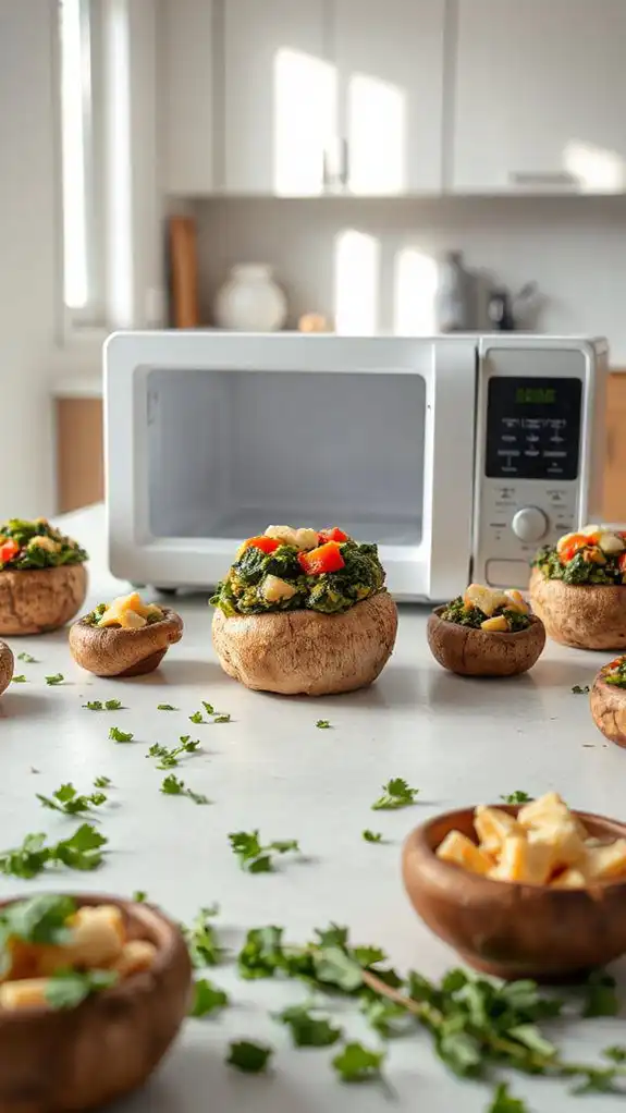microwave cooked stuffed mushrooms