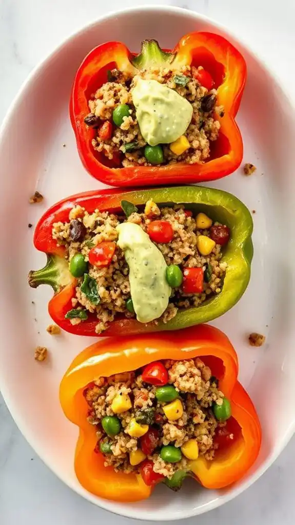 microwave cooked stuffed peppers