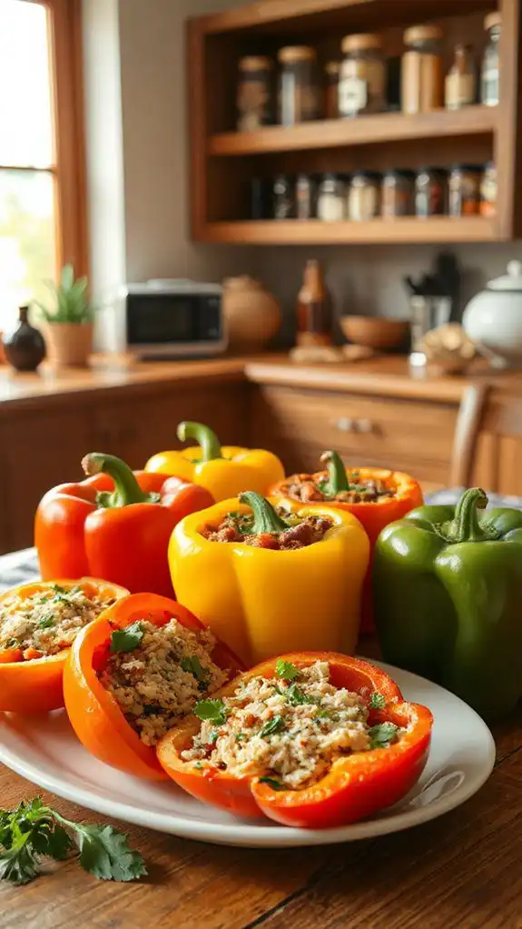 microwave cooked stuffed peppers