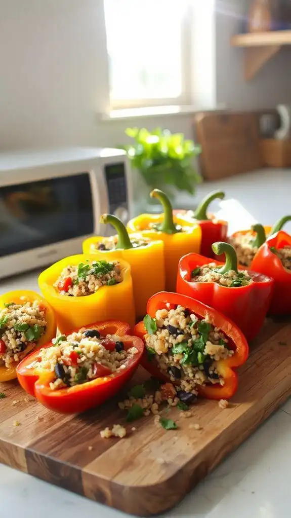 microwave cooked stuffed peppers