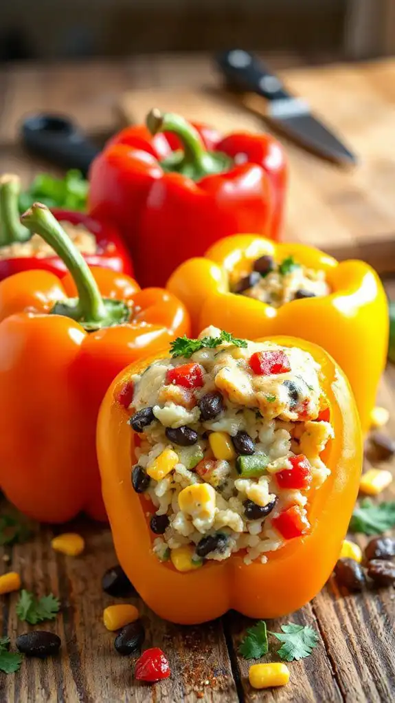 microwave cooked stuffed peppers